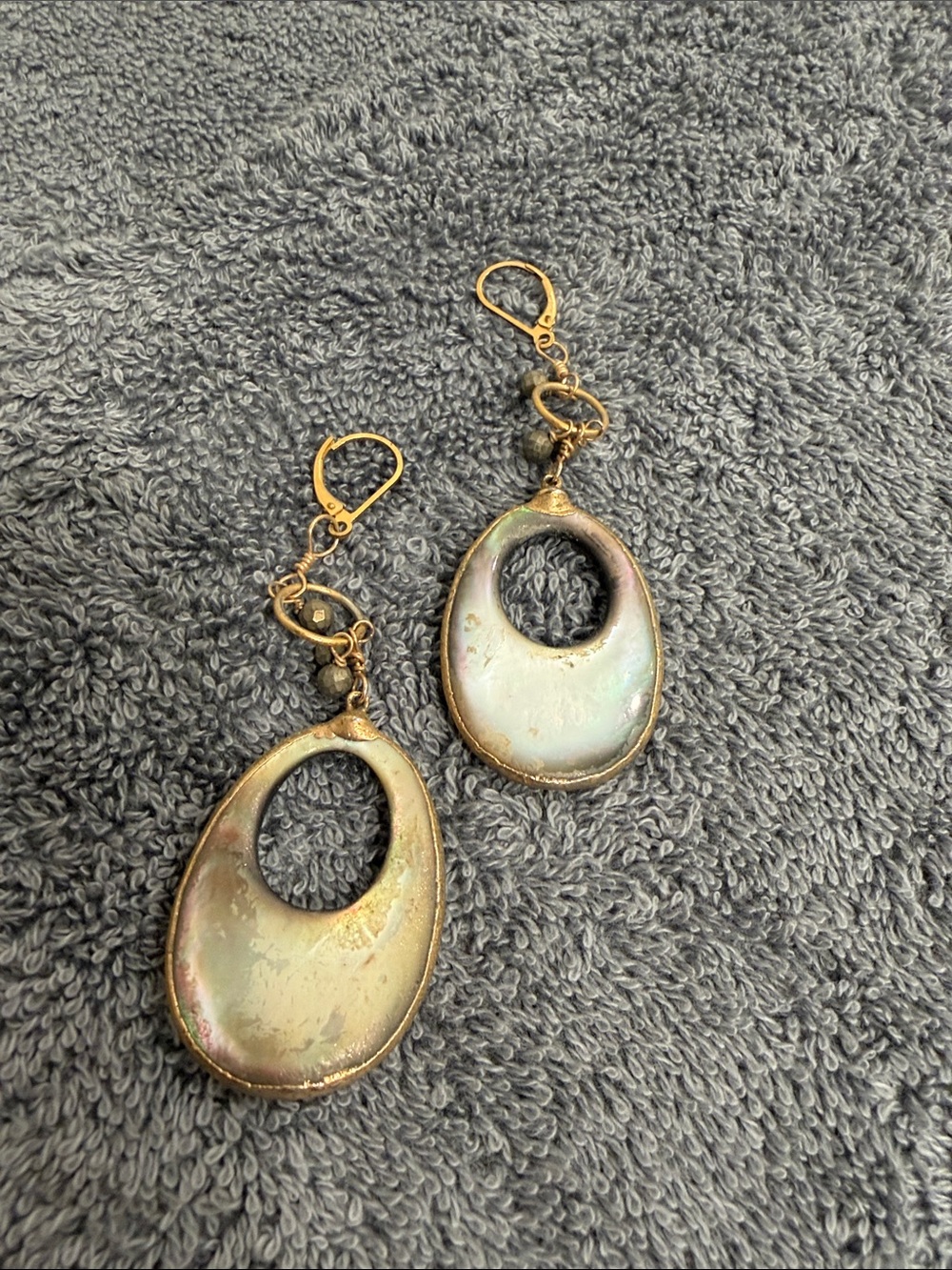 Neiman Marcus Gold Iridescent Pearl-Glow Oval Drop Earrings